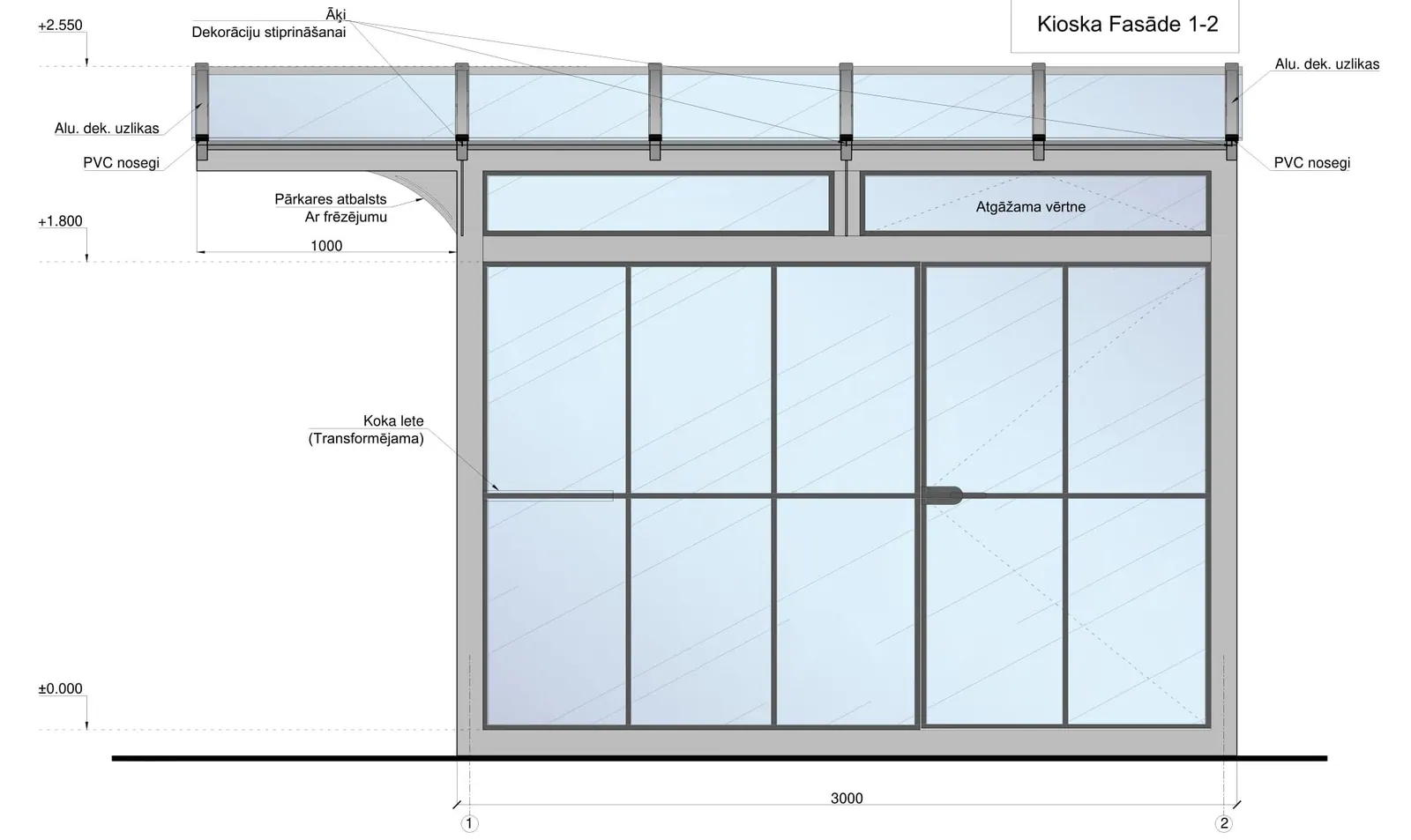 Citas konstrukcijas — Kioski; metāla konstrukcija; stiklots